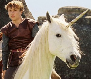 The Narnia white unicorn horse