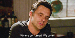 Writers don't read. We write. New Girl scene with Nick Miller